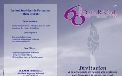 BETH RIVKAH: Invitation à la cérémonie de remise des diplômes aux lauréates de la session 2006