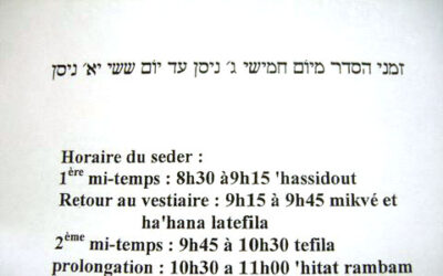 Seder du Bein Hazmanim au Beth &lsquo;Habad de Lyon