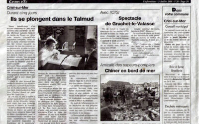 Le journal L'informateur d'Eu fait un article sur la Yéchivat Kaits du Beth Loubavitch à Criel sur Mer