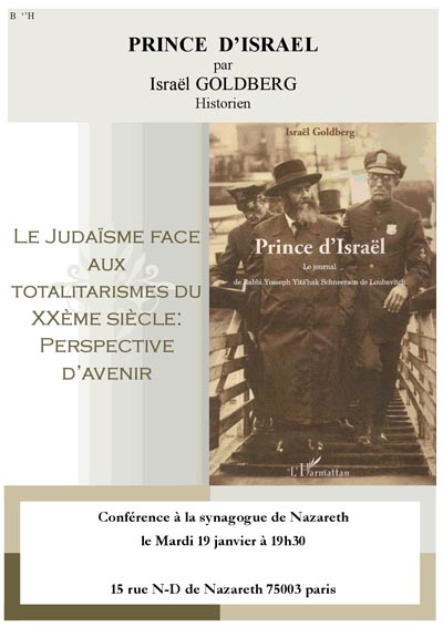 Conférence d'Israel Goldberg, mardi 19 janvier 2010, à la synagogue de Nazareth