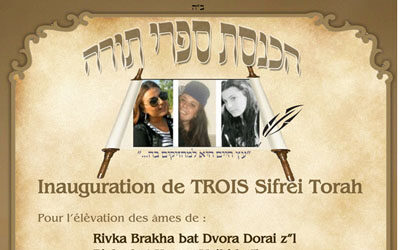 Inauguration de trois Sifrei Torah, mardi 15 Sivan 5772 à Netanya