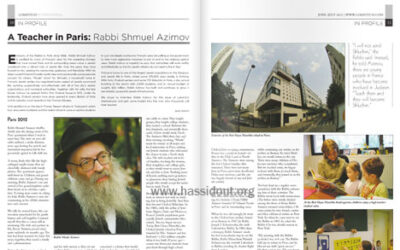Interview du Rav Chmouel Azimov dans le magazine "Lubavitch International" édité par le Merkaz Léinyanei &lsquo;Hinou'h