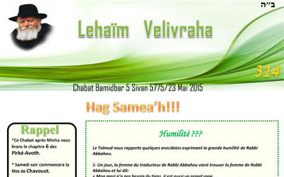 LEHAÏM VELIVRAHA : Paracha Bamidbar