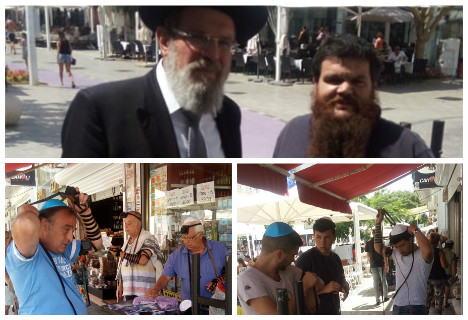 Visite du Grand Rabbin de Netanya au stand de Mivtsaïm du Kikar