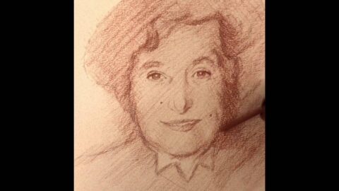Portrait de la Rabbanit Hanna déssiné par l'artiste Estee Klein