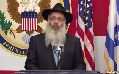 Ambassade des États-Unis à Jérusalem :  le discours du Rav Zalman Wolowik, Chaliah du Rabbi à Long Island