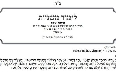 4ème Yortzait du Rav Chmouel Azimov  – Etude des Michnayot à télécharger