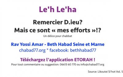 Le&rsquo;h Le&rsquo;ha: Remercier D.ieu ? Mais ce sont « mes efforts » ?! Rav Yossi Amar