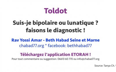 Toldot: Suis-je bipolaire ou lunatique ? faisons le diagnostic ! – Rav Yossi Amar