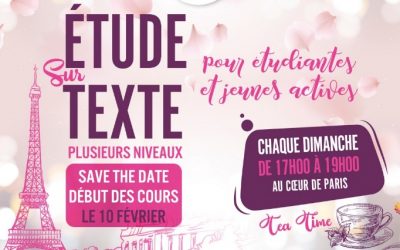A partir du 10 février au 17 rue des Rosiers : « Etude sur Texte » tous les dimanches pour étudiantes et jeunes filles