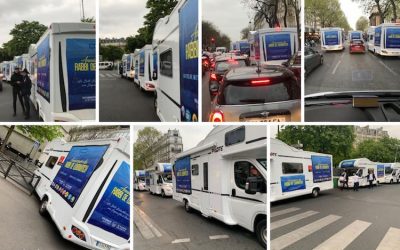 EN IMAGES. Grande parade de Tanks de Mivtsaim dans les rues de Paris, à l’occasion du 11 Nissan, anniversaire du Rabbi