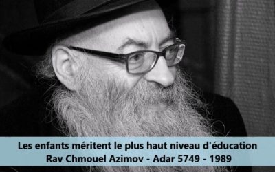 Rav Chmouel Azimov : « Les enfants méritent de recevoir le plus haut niveau d’éducation juive »