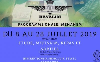 Du 8 au 28 juillet  | Programme « Hayalim »  |  Chneor – Aubervilliers
