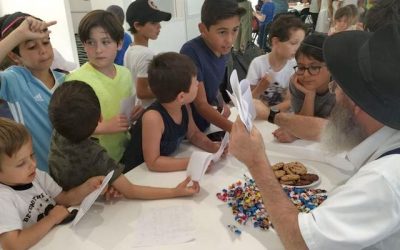 Les enfants de la Cantine Kasher du Beth Habad de Neuilly rédigent leur « Pan » à l’occasion de Guimel Tamouz