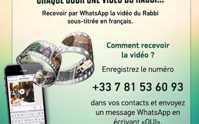 Pour recevoir les vidéos du Rabbi au quotidien sur WhatsApp « s’inscrire » au +33 7 81 53 60 93