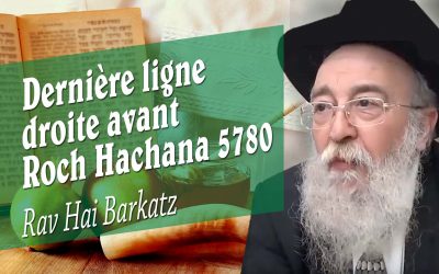 « Dernière ligne droite avant Roch Hachana 5780 » par le Rav Hai Barkatz