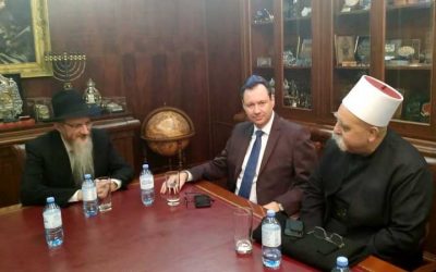 Le cheikh Mawafek Tarif, chef spirituel de la communauté druze en Israël  rencontre le grand rabbin de Russie, le Rav Berl Lazar