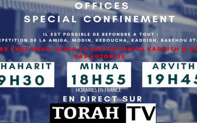 Offices « Spécial Confinement » : Cha&rsquo;harit, Min&rsquo;ha et Maariv (sans Kaddich)