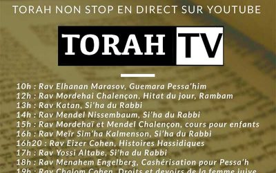 Période de confinement : Diffusion de cours en direct sur Torah Tv, lundi 23 mars