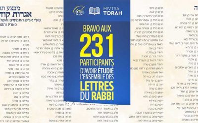 Liste des 231 participants à l’étude de l’ensemble des Iguerot Kodesh du Rabbi