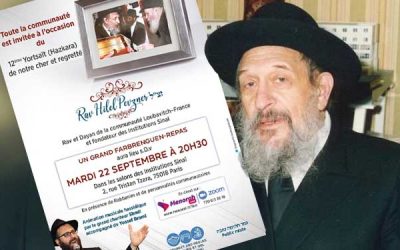 VIDEO. Célébration du 12ème Yortsaït du Rav Hillel Pevzner a&rsquo;h à la Cité Sinaï – Paris 18ème