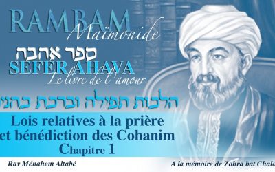 Rambam 1 chapitre par jour – Le livre de l’amour [de D.ieu] – Lois relatives à la prière et à la bénédiction des Cohanim – Chapitre 1