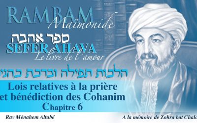 Rambam 1 chapitre par jour – Le livre de l’amour [de D.ieu] – Lois relatives à la prière et à la bénédiction des Cohanim – Chapitre 6