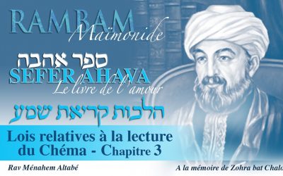 Rambam 1 chapitre par jour – Le livre de l&rsquo;amour [de D.ieu] – Lois relatives à la lecture du Chema – Chapitre 3