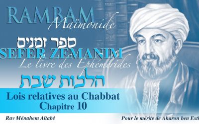 Rambam 1 chapitre par jour – Le livre de éphémérides – Lois relatives au Chabbat – Chapitre 10