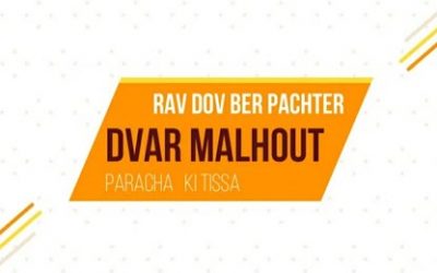 L’étude du Dvar Malkhout : Paracha Ki Tissa, par le Rav Dov Ber Pachter