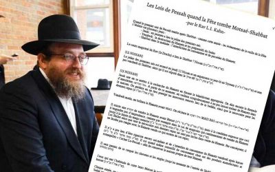 Les Lois de Pessah quand la Fête tombe Motsaé Chabbat – par le Rav Lévi Its&rsquo;hak Kahn