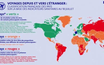 Classification des « pays rouges » au 18 juillet 2021 sur la base des indicateurs sanitaires
