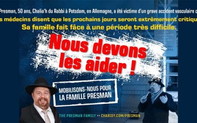 Campagne d’urgence pour le Rav Nachum Presman, Chalia’h du Rabbi à Potsdam, en Allemagne