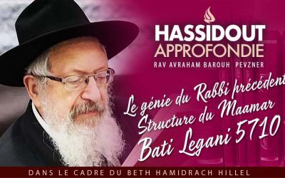 Hassidout approfondie : La Guéonout du Rabbi précédent – Structure du Maamar Bati Legani 5710 – Rav A. B. Pevzner