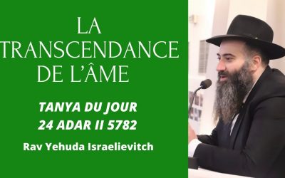 La transcendance de l’âme – Tanya du jour du 24 Adar II 5782 27/03/22 – Rav Yehuda Israelievitch