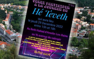 Amélie-les-Bains – Jeudi 29 décembre entre 15h et 18h : Célébration de la victoire du 5 Tevet avec distribution de livres
