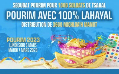 100% Lahayal : Participez à l’Opération « Pourim 2023 » en faveur des soldats de Tsahal