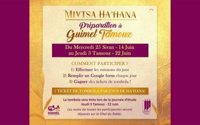 Opération « Mivtsa Ha’hana » du Beth Loubavitch : Une préparation quotidienne des Nechei Oubnot Habad au Guimel Tamouz 5783