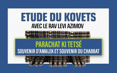 Vendredi 25 août 2023 à 10h30 : Etude du Kovets Ki Tetsé  – « Souvenir d’Amalek et souvenir du Chabbat »  – Rav Levi Azimov