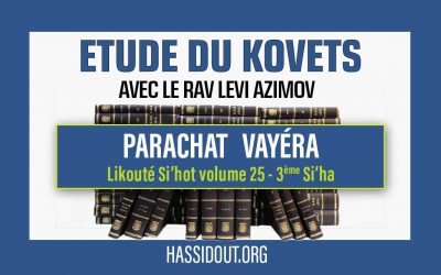 Vendredi 3 novembre 2023 à 10h30 : Etude du Kovets Vayéra – Likouté Si’hot volume 25, 3ème Si’ha,  par le Rav Levi Azimov