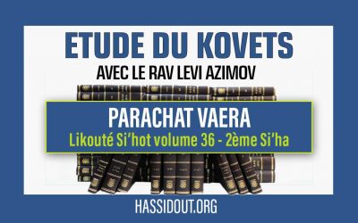 Vendredi 12 janvier 2024 à 10h30 : Etude du Kovets de Vaéra – « L’objectif des dix plaies, pour Israël » – Likouté Si’hot volume 36, 2ème Si’ha,  par le Rav Levi Azimov