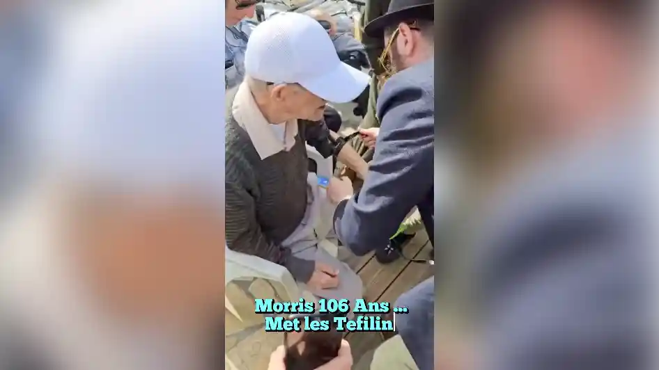 Regardez  : Morris, 106 ans, rescapé de la Shoah, met les Tefilines !