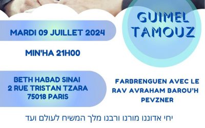 Ce soir à 21 heures : Farbrengen au Beth Habad Sinaï avec le Rav Avraham Barouh Pevzner