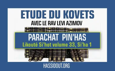Vendredi 26 juillet 2024 à 10h30 : Kovets Pin&rsquo;has – Likouté Si’hot volume 33,  Si&rsquo;ha 1, par le Rav Levi Azimov