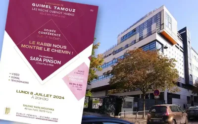Lundi 8 et mardi 9 juillet 2024 : Soirée et journée d’étude et de réflexion des Neche Oubnot Habad pour Guimel Tamouz 5784 au Beth Haya Mouchka