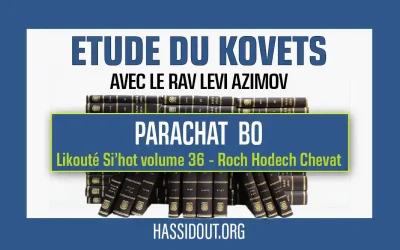 Vendredi 31 janvier 2025 à 10h30 : Kovets Bo – Likouté Si’hot volume 36, Si’ha sur Roch ‘Hodèch Chevat, par le Rav Levi Azimov