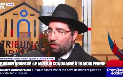 L’agresseur du Rav Aryé Engelberg d’Orléans condamné à 16 mois de prison ferme