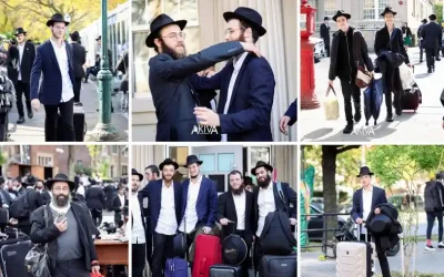Avec les valises :  à l&rsquo;issue des fêtes de Tichri 5786, les invités font leurs adieux au 770