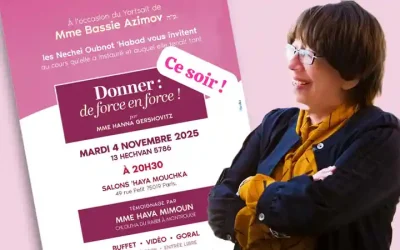 Mardi 4 novembre à 20h30 : Soirée exceptionnelle en mémoire de Madame Bassie Azimov au Beth Haya Mouchka