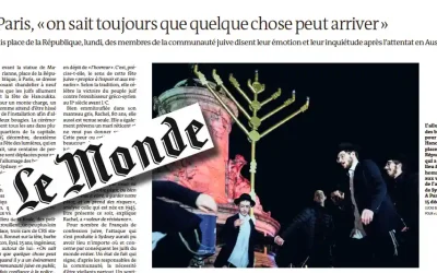 Paru dans le journal «Le Monde» : À Paris, «on sait toujours que quelque chose peut arriver»